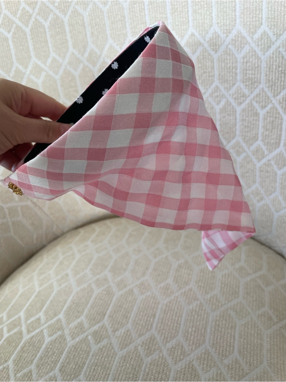 Lele Sadoughi Pink Gingham Headband
